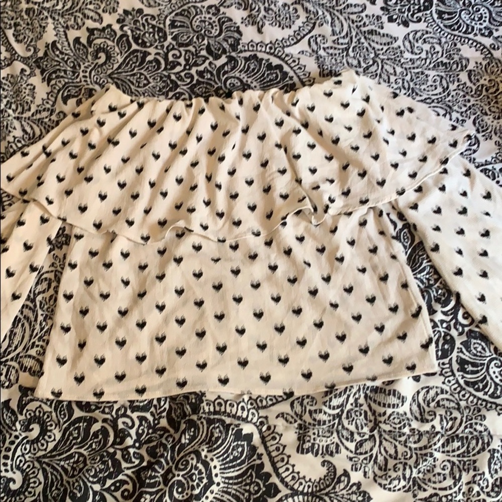 Heart print off the shoulder top